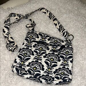 Vera Bradley Black and White Crossbody Bag with Damask Design